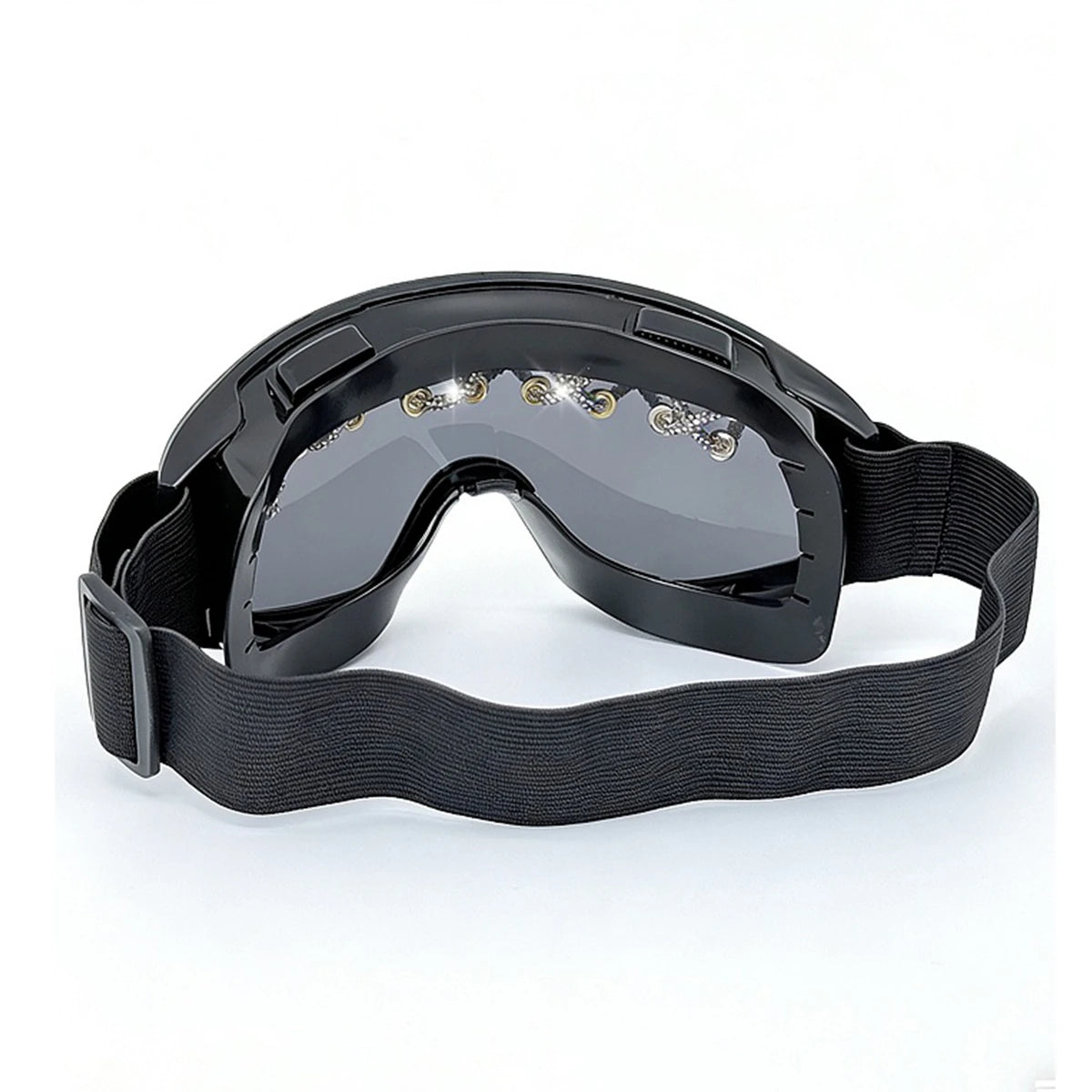 Rebel Rider Energy Ski Goggles – Anti-Fog UV Protection Snowboard Goggles with Studded Strap (Black, Gold, Red)