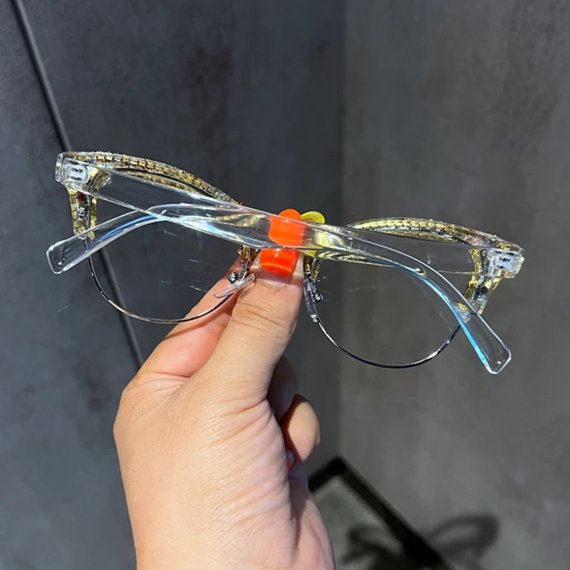 Rhinestone Cat Eye Blue Light Glasses – Glam, Bold  display picture 3