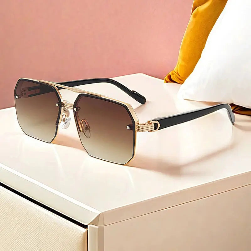 Oversized Retro Double Bridge Sunglasses – Aviator Beach  display picture 1