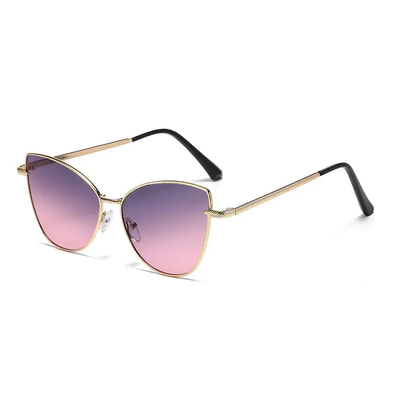 Pink Cat Eye Sunglasses with Gold Frame - Purple Gradient  display picture 2
