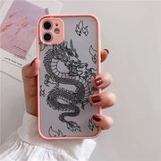 Black Dragon Phone Case - Clear Colorful Dragon Phone Case, Chinese Dragon Phone Case for iPhone 11, 12, 13, 14, Pro, Max, Pro Max, Plus, Mini, SE Wicked Tender