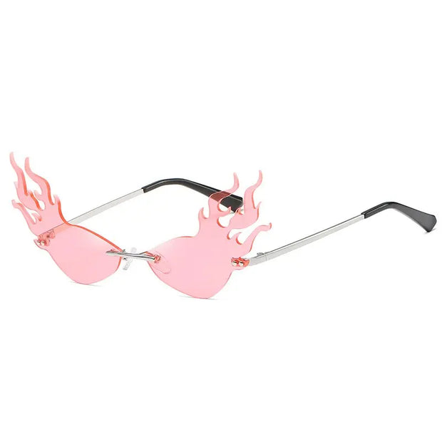 Fire Flame Sunglasses Fireball - Fire Flame Sunglasses Clear Cat Eye Sunglasses Red Transparent Sunglasses Wicked Tender