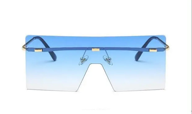 Flat Top Shield Visor Sunglasses - Tinted Lens Rimless Sunglasses Oversized Vintage Sunglasses Wicked Tender