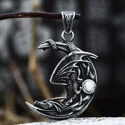 Malachite Necklace Lunarathi - Sleeping Dragon Pendant Vintage Gemstone Malachite Necklace Wicked Tender