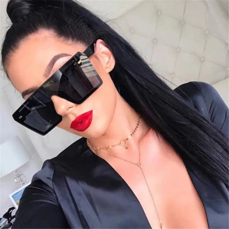 Oversized Mirror Sunglasses Flat Top Shield Visor Pink Mirror Lens
