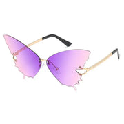 Oversized Butterfly Sunglasses Papillon - Oversized Butterfly Sunglasses Winged Sunglasses Tinted Lens Rimless Sunglasses Wicked Tender