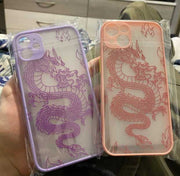 Pastel Dragon Phone Case - Colorful Chinese Dragon Phone Case Clear Dragon Phone Case Blue Green Black Pink Dragon Phone Case for iPhone 11, 12, 13, 14, Pro, Pro Max, Mini, SE, X, XS, XR Wicked Tender