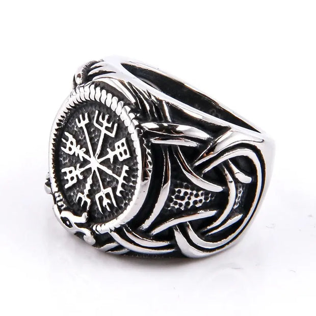 signet viking ring Vintage Viking Compass Ring - Stainless Steel Signet Viking Ring for Men Wicked Tender