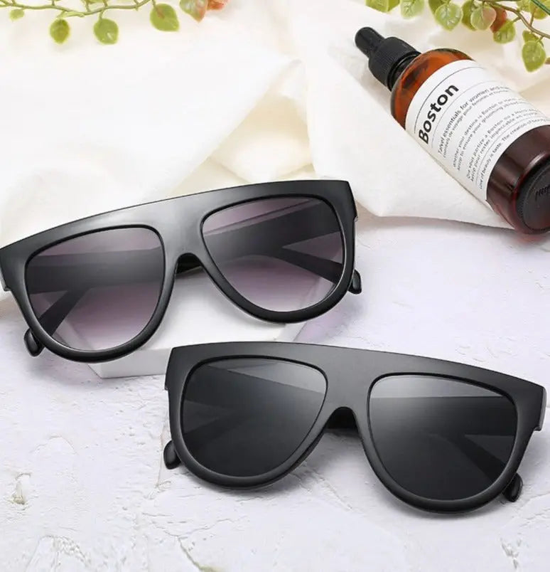 Leopard oversized flat top sunglasses cheap