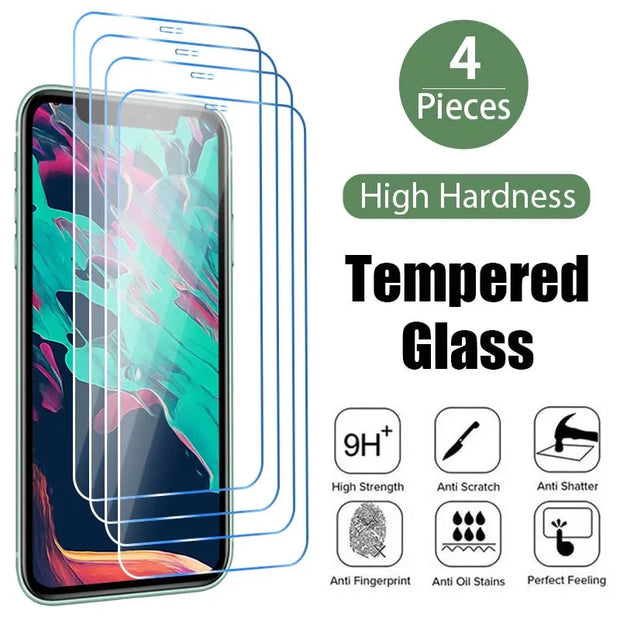 iPhone Tempered Glass Screen Protector for iPhone 11, 12, SE, 13, 14 Pro, Pro Max, Mini, X, XS, 4 Pieces Wicked Tender
