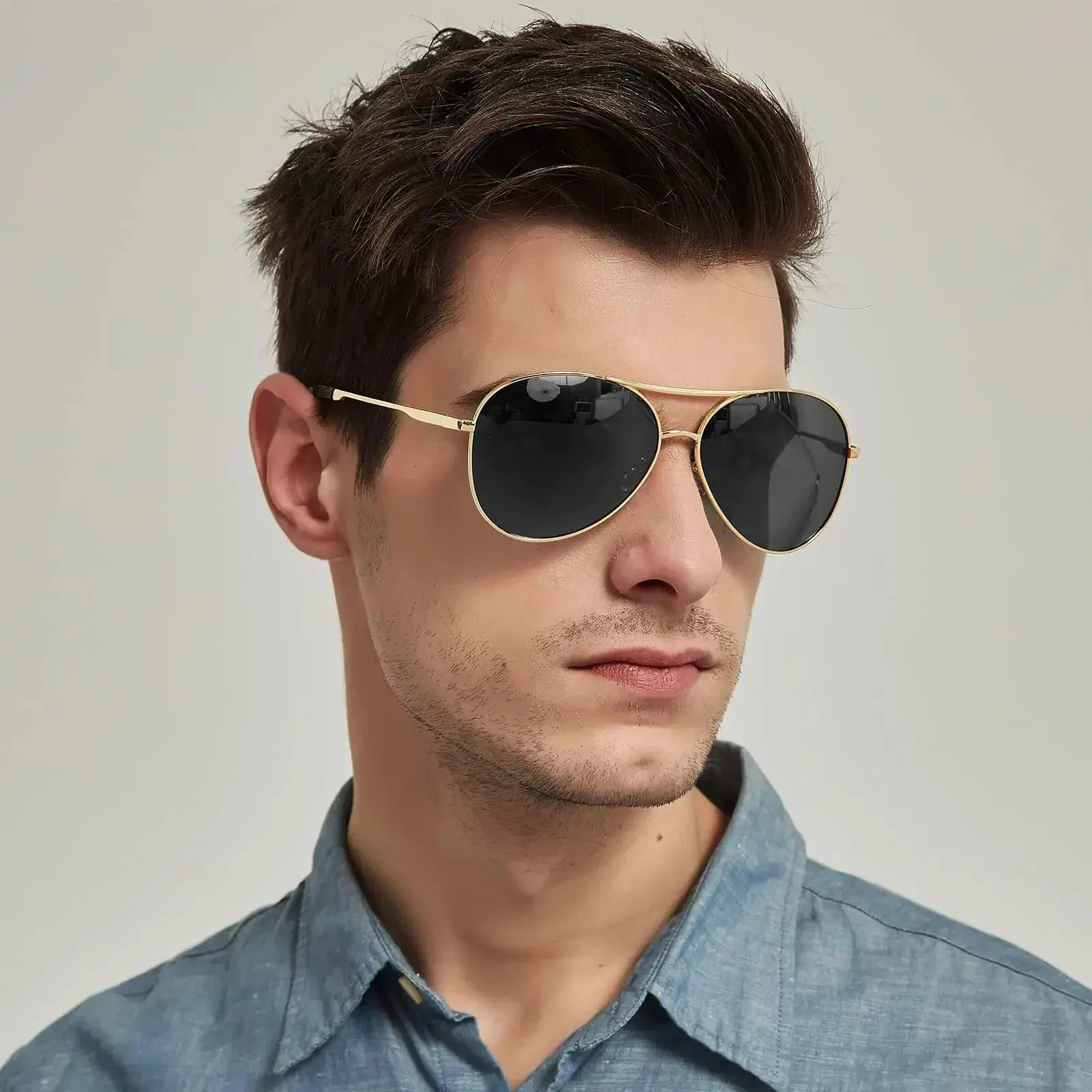 Classic Aviator Sunglasses - Mens Black Aviator Pilot  display picture 1