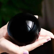 10cm Black Obsidian Sphere - Large Sized Natural Polished Obsidian Sphere for Tarot, Reiki, Witchcraft Wicked Tender