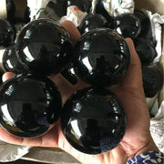 10cm Black Obsidian Sphere - Large Sized Natural Polished Obsidian Sphere for Tarot, Reiki, Witchcraft Wicked Tender