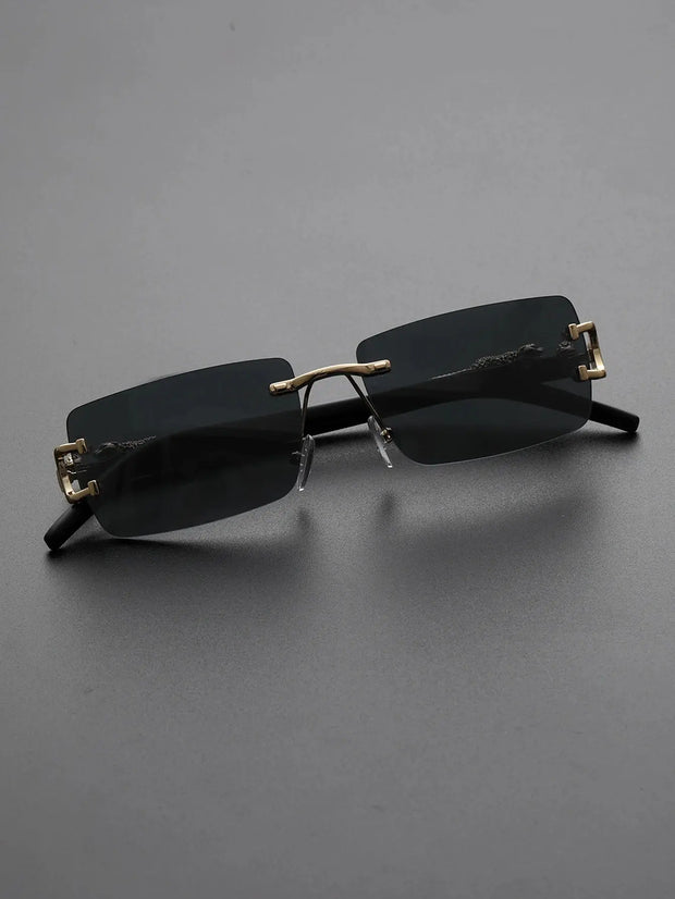 12 IMPORT SURENDRA - 1/2 PCS Fashionable Trendy Frameless Rectangular Personalized Sunglasses For Daily Life Wicked Tender