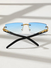 12 IMPORT SURENDRA - 1/2 PCS Fashionable Trendy Frameless Rectangular Personalized Sunglasses For Daily Life Wicked Tender