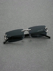 12 IMPORT SURENDRA - 1/2 PCS Fashionable Trendy Frameless Rectangular Personalized Sunglasses For Daily Life Wicked Tender