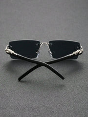 12 IMPORT SURENDRA - 1/2 PCS Fashionable Trendy Frameless Rectangular Personalized Sunglasses For Daily Life Wicked Tender