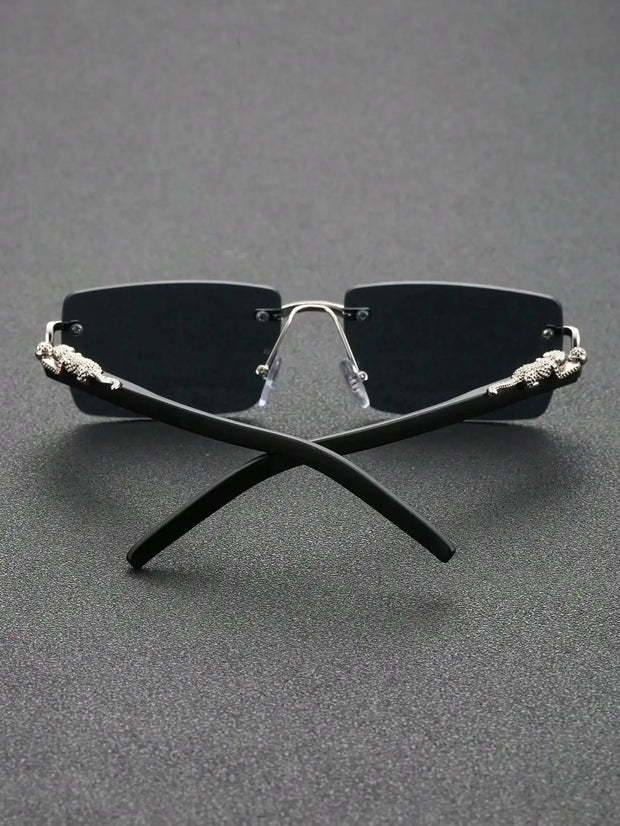 12 IMPORT SURENDRA - 1/2 PCS Fashionable Trendy Frameless Rectangular Personalized Sunglasses For Daily Life Wicked Tender