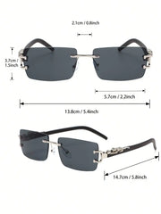 12 IMPORT SURENDRA - 1/2 PCS Fashionable Trendy Frameless Rectangular Personalized Sunglasses For Daily Life Wicked Tender