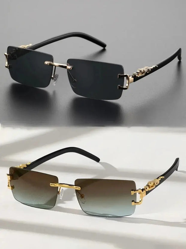 12 IMPORT SURENDRA - 1/2 PCS Fashionable Trendy Frameless Rectangular Personalized Sunglasses For Daily Life Wicked Tender