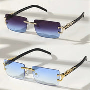 12 IMPORT SURENDRA - 1/2 PCS Fashionable Trendy Frameless Rectangular Personalized Sunglasses For Daily Life Wicked Tender