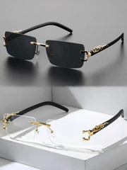 12 IMPORT SURENDRA - 1/2 PCS Fashionable Trendy Frameless Rectangular Personalized Sunglasses For Daily Life Wicked Tender