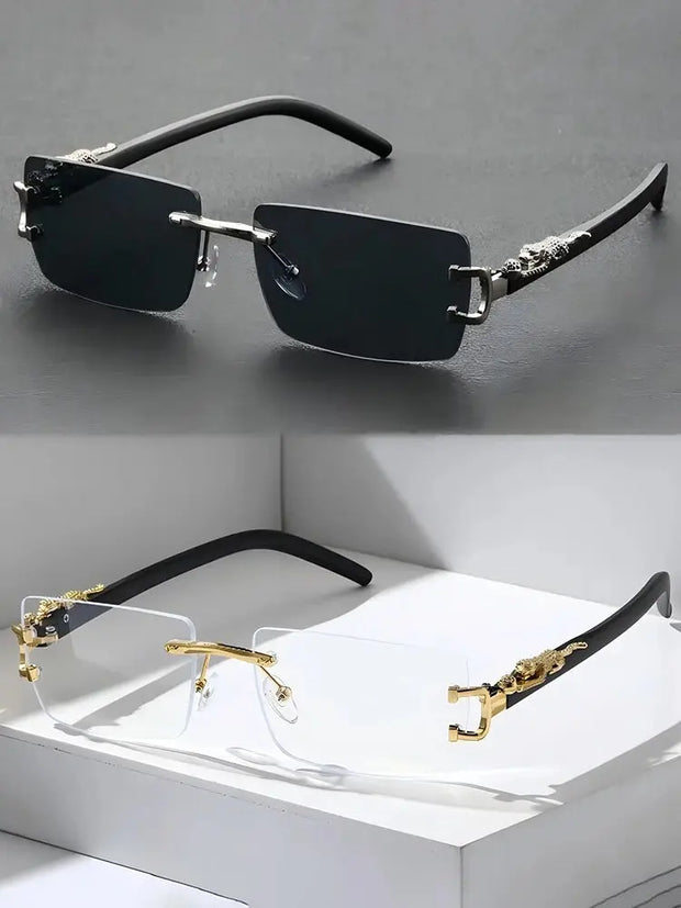 12 IMPORT SURENDRA - 1/2 PCS Fashionable Trendy Frameless Rectangular Personalized Sunglasses For Daily Life Wicked Tender