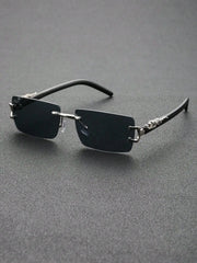 12 IMPORT SURENDRA - 1/2 PCS Fashionable Trendy Frameless Rectangular Personalized Sunglasses For Daily Life Wicked Tender