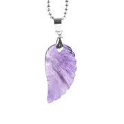 Angel Wing Carved Gemstone Pendant Necklace - Amethyst, Lapi Lazuli, Obsidian & More Wicked Tender
