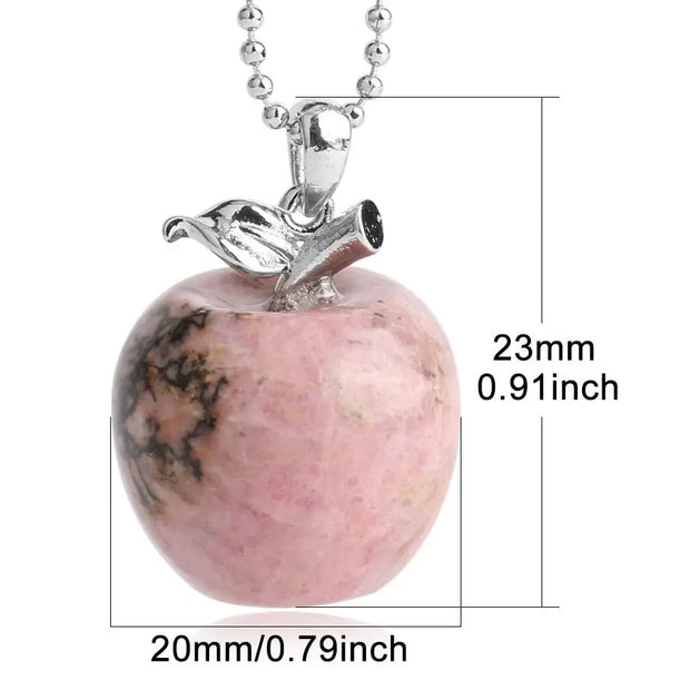 Apple Shaped Droplet Gemstone Pendant Necklace -  Amethyst, Red Jasper, Rose Quartz & More Wicked Tender