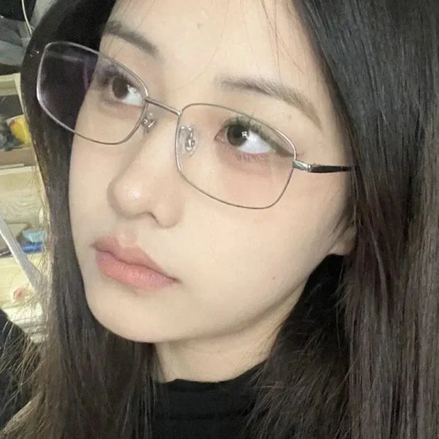 Blue Light Surendra 01 - Japanese Style Harajuku Square Glasses Frame for Women No Makeup Fashion  Y2K Metal Anti-blue Glasses Men Retro Reading Glasses Wicked Tender