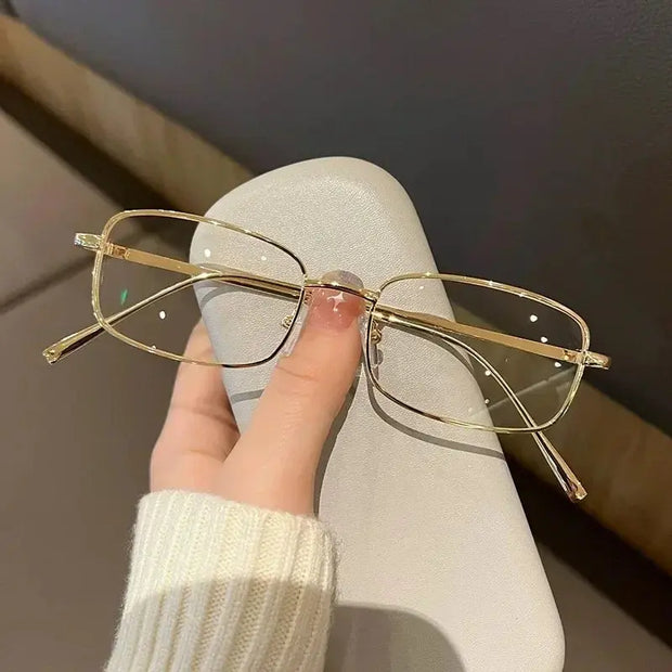 Blue Light Surendra 01 - Japanese Style Harajuku Square Glasses Frame for Women No Makeup Fashion  Y2K Metal Anti-blue Glasses Men Retro Reading Glasses Wicked Tender
