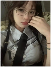 Blue Light Surendra 01 - Japanese Style Harajuku Square Glasses Frame for Women No Makeup Fashion  Y2K Metal Anti-blue Glasses Men Retro Reading Glasses Wicked Tender