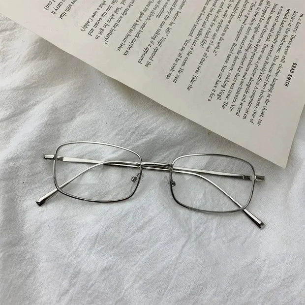 Blue Light Surendra 01 - Japanese Style Harajuku Square Glasses Frame for Women No Makeup Fashion  Y2K Metal Anti-blue Glasses Men Retro Reading Glasses Wicked Tender