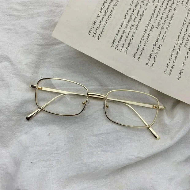 Blue Light Surendra 01 - Japanese Style Harajuku Square Glasses Frame for Women No Makeup Fashion  Y2K Metal Anti-blue Glasses Men Retro Reading Glasses Wicked Tender