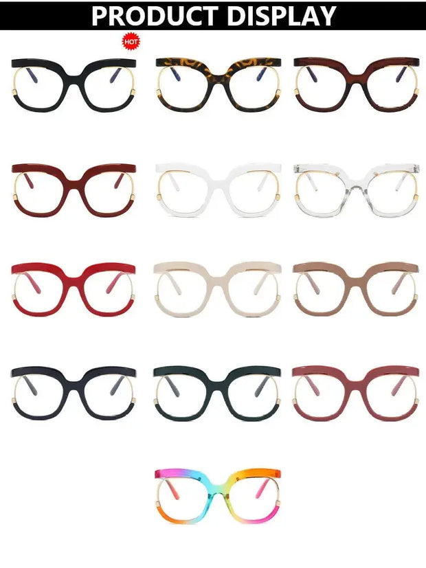 Blue Light Surendra 16 - 2023 Ins Rainbow Frame Fashion Retro Round Anti Blue Light Women Glasses Vintage Oversized Colourful Frame Clear Eyeglasses Wicked Tender