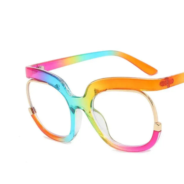 Blue Light Surendra 16 - 2023 Ins Rainbow Frame Fashion Retro Round Anti Blue Light Women Glasses Vintage Oversized Colourful Frame Clear Eyeglasses Wicked Tender
