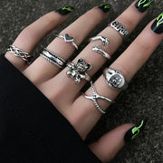 Bohemian Gothic Stacking Ring Set - Feminine Punk Midi Rings Wicked Tender