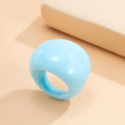 Chunky Pastel Colour Rings - Large Bright Acrylic Rings, Casual Round, Heart Symbol Wicked Tender