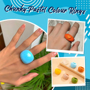 Chunky Pastel Colour Rings - Large Bright Acrylic Rings, Casual Round, Heart Symbol Wicked Tender