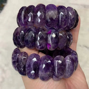 Chunky Polished Amethyst Gemstone Bracelet - Thick Handmade Purple Crystal Bangle Wicked Tender