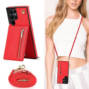 Crossbody Lanyard Samsung Galaxy Note Phone Case with Zipper Wallet - Solid Color with Cardholder and Strap, Chic Galaxy Note Phone Case for Women for Samsung Galaxy Note 9, 10, 20, Pro, Plus, Ultra Wicked Tender