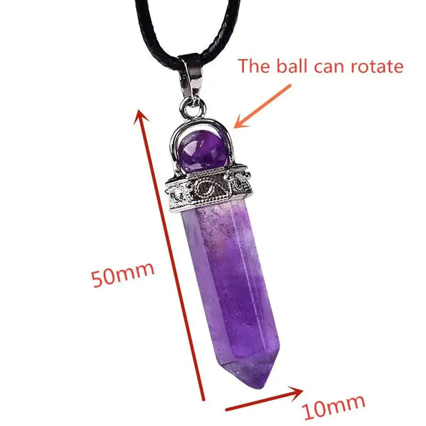 Gemstone Pillar Point Pendant Necklace - Amethyst, Green Aventurine, Crystal Quartz & More Wicked Tender