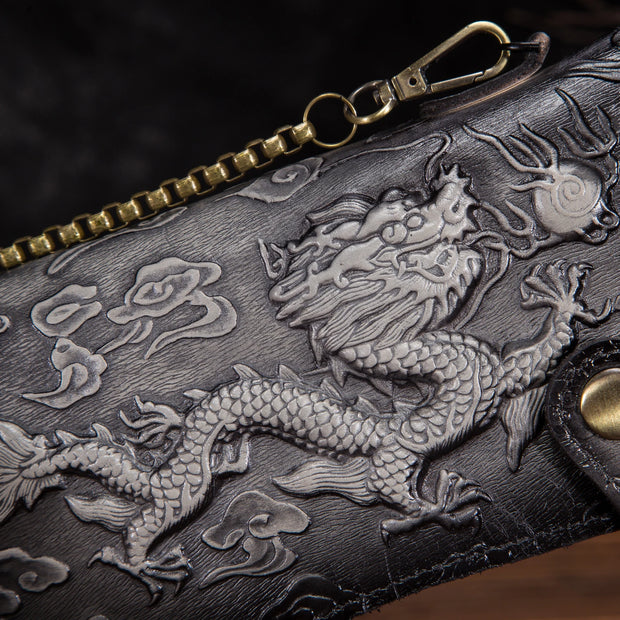 Dragon & Tiger Forge Wallet – Handcrafted Mythic Leather Wallet for Power & Balance