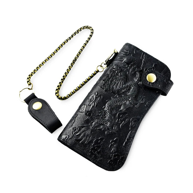 Dragon & Tiger Forge Wallet – Handcrafted Mythic Leather Wallet for Power & Balance