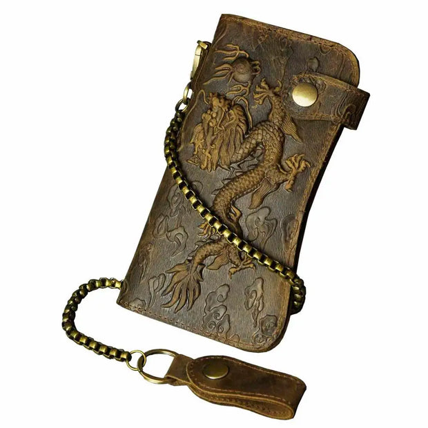Dragon & Tiger Forge Wallet – Handcrafted Mythic Leather Wallet for Power & Balance