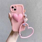 Heart Bangle Big 3D Heart Phone Case with Strap - Cute iPhone Case with Lanyard for Girls for iPhone 11, 12, SE, 13, 14, Pro, Pro Max, Plus Wicked Tender