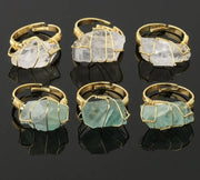Irregular Gemstone Wire Wrap Crystal Ring - Black Obsidian, Amethyst, Rose Quartz & More Wicked Tender