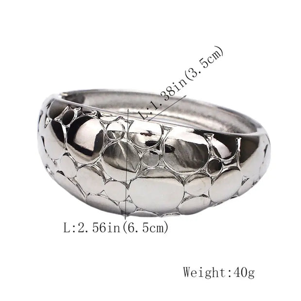 Ladies Rough Surface Thick Scale Pattern Bangle - Statement Cuff Bracelet for Women Wicked Tender
