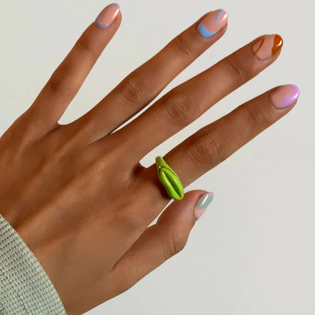Lip Shaped Pastel Rings - Colourful Midi Knuckle Rings for Women Girls Wicked Tender